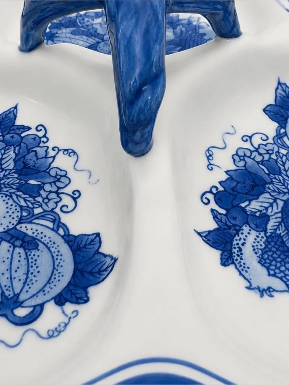 Vintage Nantucket Blue White Porcelain 3 Divided Snack Serving Relish Tray